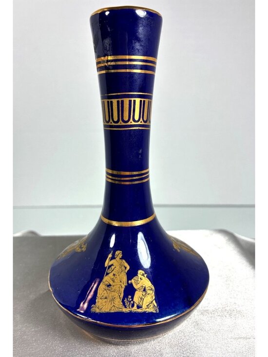 Nassos Rodos Other - Vintage Greek Cobalt Blue 24K Gold Bud Vase
